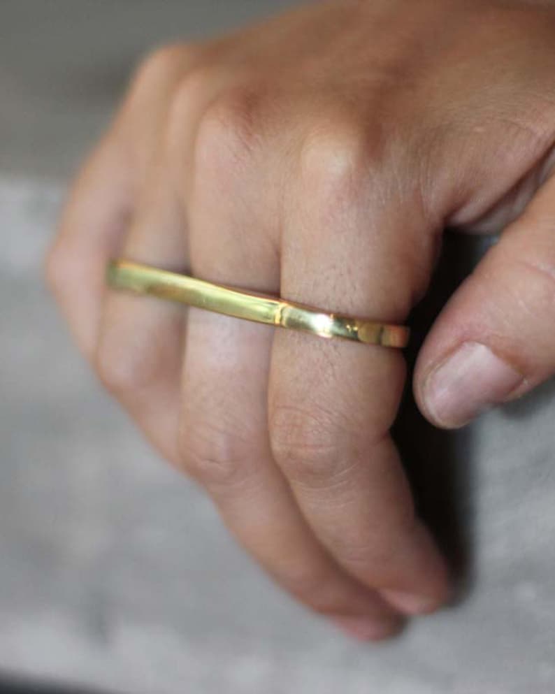 Gold Multifinger Ring, Minimal Ring, Gold 3 Finger Ring, Gold Triplet Ring, Triplet Ring, Gold Ring, Gold Ring, Three Finger Ring, Gold Ring image 3