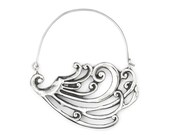 Art Nouveau Earrings - Peacock Earrings - Hoop Earrings - Silver Hoop Earrings