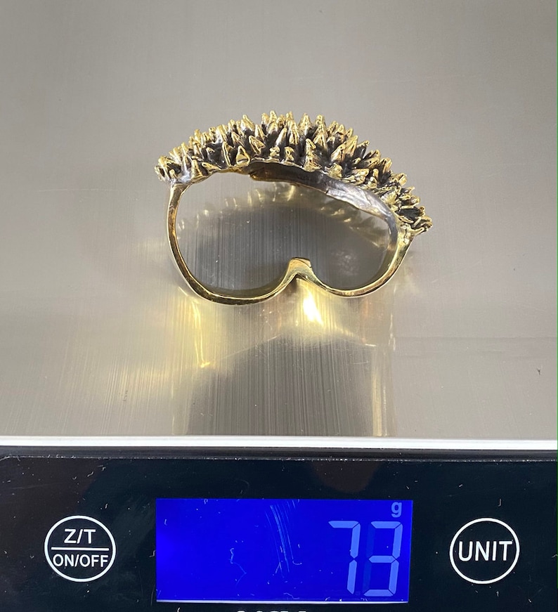 Spike Ring, Multifinger Ring, Gold Ring, Chunky Ring, Big Ring, Durian, Spikey Ring, Punk Ring, Punk Jewelry, Durian Ring, 3 Finger Ring image 9