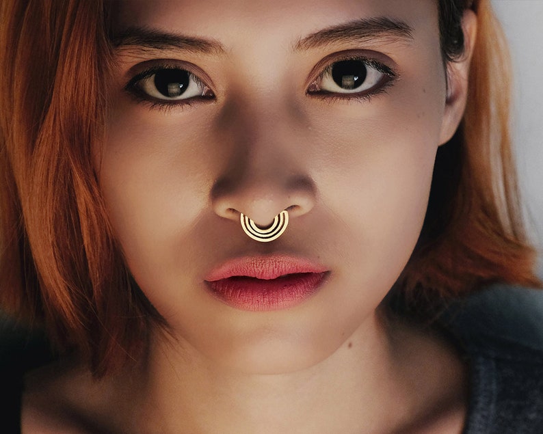 Septum Clicker Gold Nose Ring Gold Septum Boho Jewelry image 0.