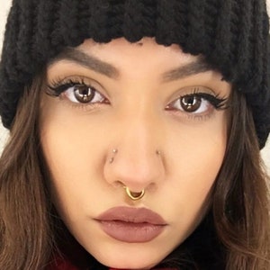 Gold Septum Clicker, Gold Septum Ring, Septum Jewelry, Thick Septum Clicker, Gold Nose Ring, Nose Ring Hoop, Septum Ring 18G, Septum Cuff image 9