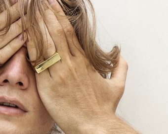 Wide Gold Multifinger Ring Trendy Unisex Two Finger Ring