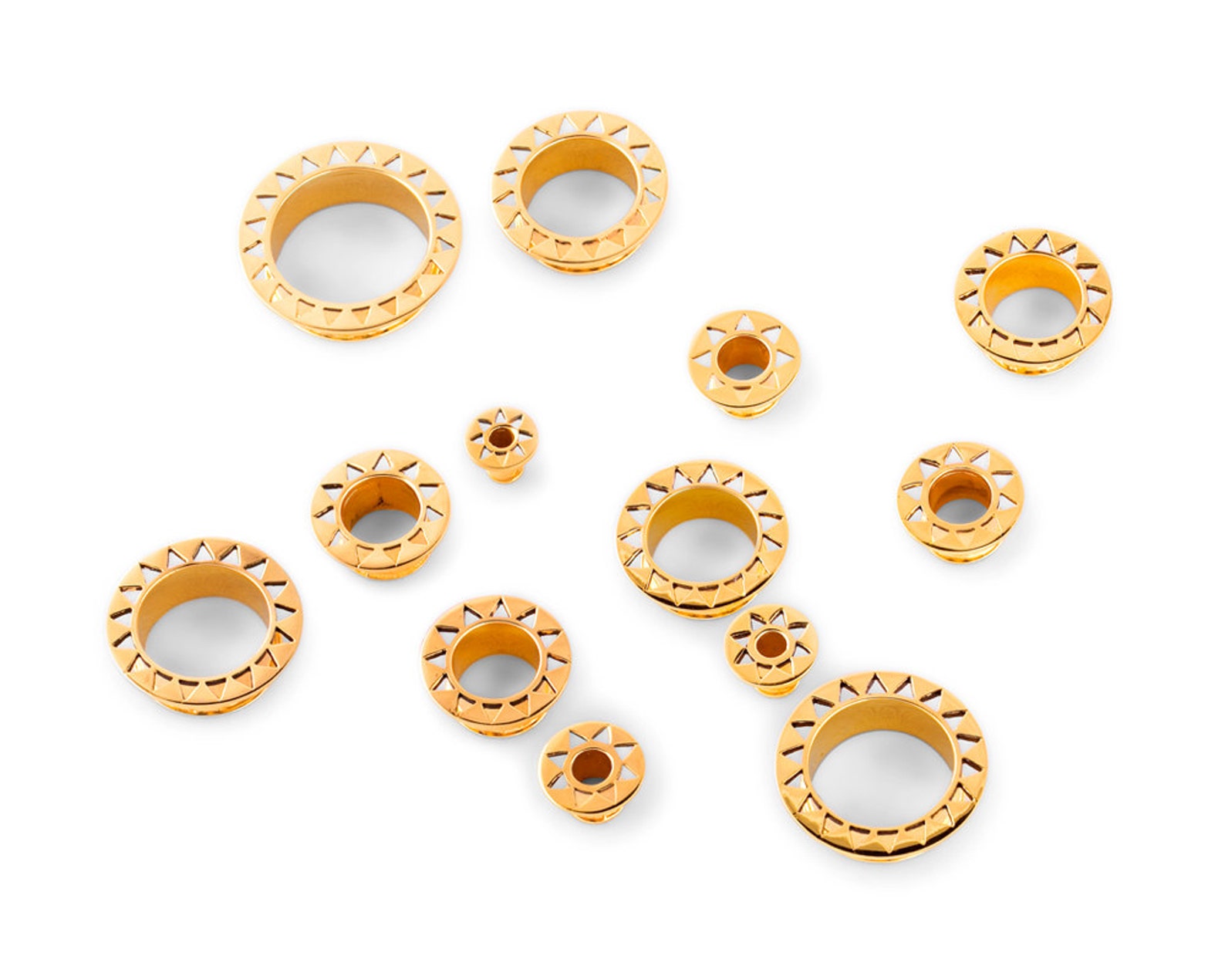 Triangle Tunnels Flesh Tunnels Stretched Lobes 22K Gold Etsy