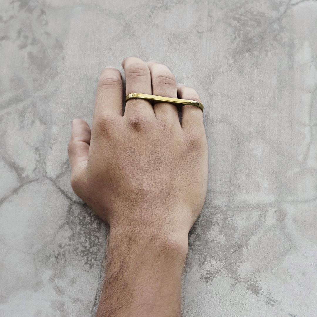 Mens Multifinger Ring, Mens Finger Ring, Mens Brass Ring, Mens Gold