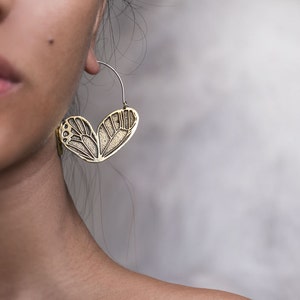 Butterfly Wing Earrings, Bohemian Jewelry, Statement Earrings, Boho Earrings, Butterfly Earrings, Butterfly Wing, Butterfly Jewelry, Hoops image 2