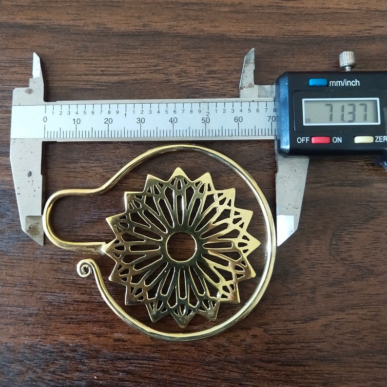 Gauged Ear Weights Mandala Hoop Earrings Geometric Jewelry Etsy