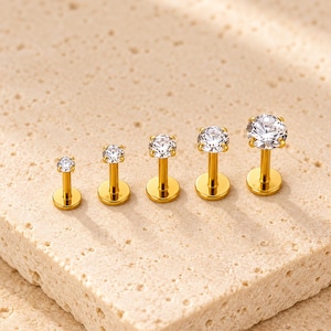 Implant Grade Titanium Push Pin Labret • Threadless Flat Back Stud • Helix Earring •Cartilage Stud •Tragus Stud • Conch Stud •Tiny Nose Stud