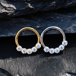 Titanium 16G/8mm Septum Ring/Hinged Septum Clicker/Nose Ring/Daith Hoop/Minimalist Ring • Tragus, Daith •  Conch Hoop • Gift for Women