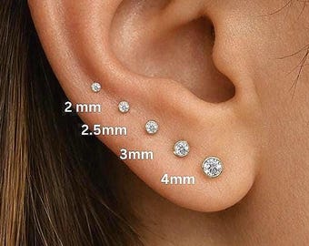 20G/18G/16G Threadless Push Pin Stud Earrings • Cartilage Earring • 2mm–4mm Tragus Helix Stud • Labret Piercing Jewelry • Titanium Earrings