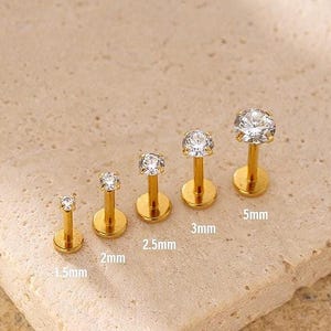 Grade AA Labret Stud Earrings, Threadless Push Pin Studs, Tiny Tragus/Rook/Helix/Cartilage Earrings, Hypoallergenic Earrings