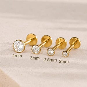 Titanium Tiny Bezel Push Pin Stud • Flat Back Earring • Tragus Stud • Helix Stud • Cartilage Stud • Nose Stud • 20G/18G/16G