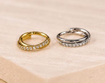 18G/16G Titanium Cross Clicker Hoop • Helix Earring Hoop • Nose Ring • Hinged Segment Nose Ring • Septum Clicker Ring • Cartilage Hoop