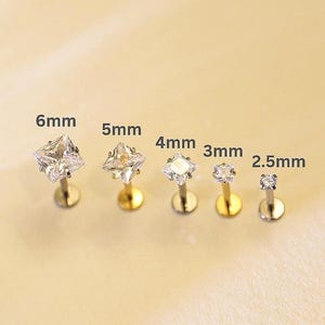 Minimalist Square Titanium Stud Earrings, Tiny Geometric Labret for Helix & Tragus, Waterproof Hypoallergenic Jewelry, Gift for Her