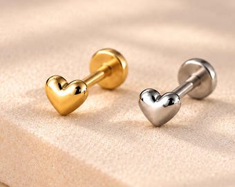 18G/16G Titanium Labret Stud • Flat Back Earring • Helix Earring • Cartilage Earring •Tragus Stud • Tiny Nose Stud