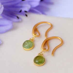 Tourmaline Dangle Earrings: Sterling Silver, 18k Gold Plated