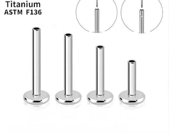 20G/18G/16G, 4/5/6/7/8/9/10mm Implant Titanium Threadless Push In Labret Bar Replacement. Flat Back Replacement Post.Helix/Conch/Tragus Stud