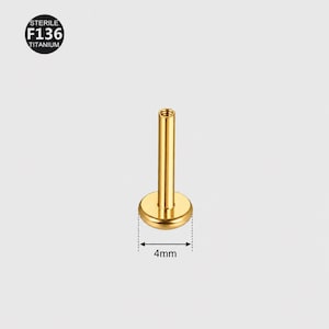 18G/16G, 4/5/6/7/8/9/10/11/12 mm Implantaat F136 Titanium Schroefdraad Vervangingsstift. Labretstaafje met schroef, platte achterkant, conch/helix/kraakbeen afbeelding 5