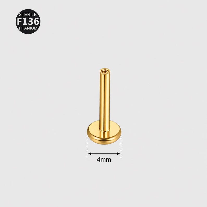 18G/16G, 4/5/6/7/8/9/10/11/12 mm Implantaat F136 Titanium Schroefdraad Vervangingsstift. Labretstaafje met schroef, platte achterkant, conch/helix/kraakbeen afbeelding 5