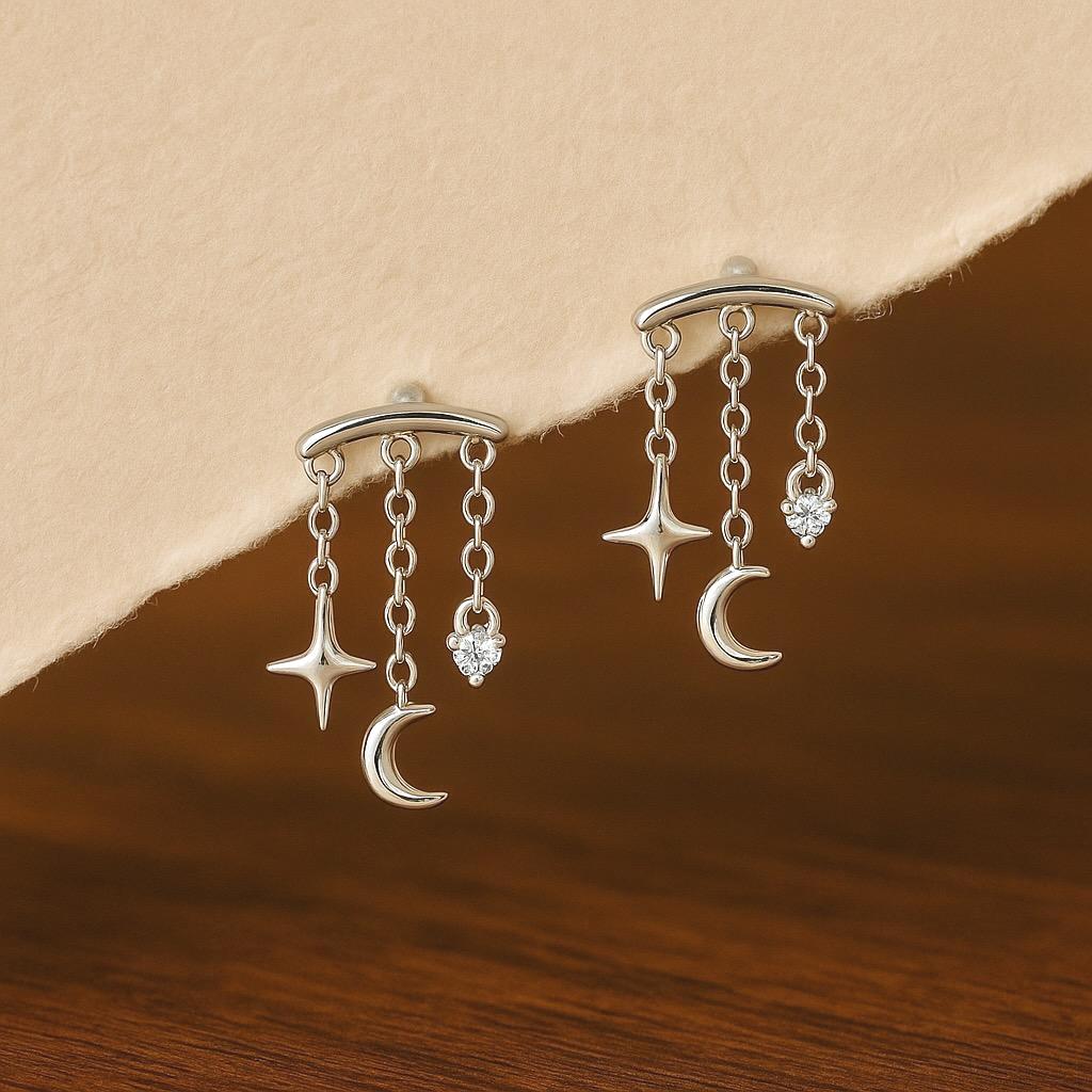 Orecchini a perno con clip in argento sterling 925 con