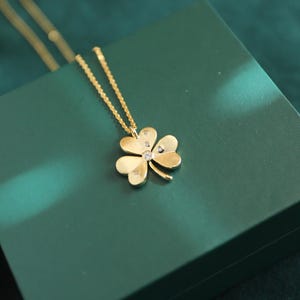 Dainty Gold Clover Pendant Necklace: Lucky Charm Jewelry