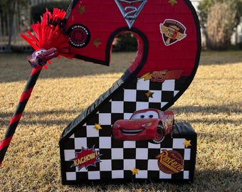Custom number lightning McQueen inspired piñata, cars piñata