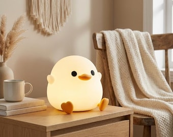 Niedliches Enten-Nachtlicht, wiederaufladbare LED-Kinderzimmerlampe, Nachtlicht mit Berührungssensor, Kawaii-Bettlampe, Kinderzimmerdeko