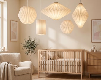 Origami Paper Pendant Lamp, Japandi Hanging Light, Japanese Paper Lantern Shade, Nordic Ceiling Lamp, Minimalist Home Decor