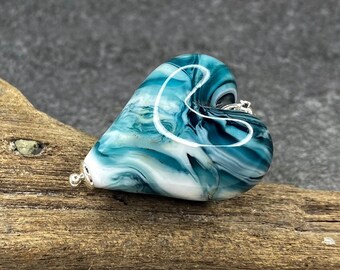 Lampwork Pendant Heart *XL*, Silver 925