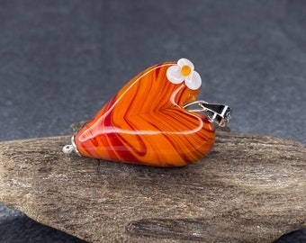 Lampwork Anhänger Herz, Silber 925