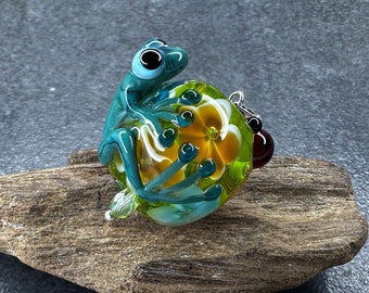 Pendentif au chalumeau « Grenouille », argent 925