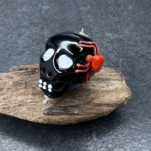 Lampwork Anhänger 'Totenkopf' , Silber 925 Bild 1