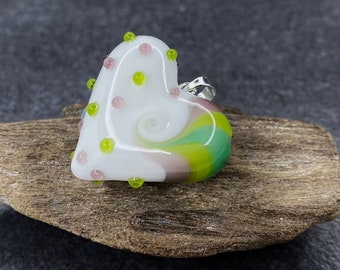 Lampwork Anhänger Herz, Silber 925