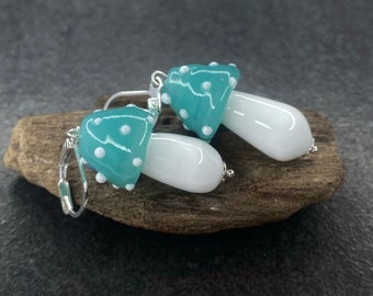 Lampwork Earrings 'Mushroom', Silver 925