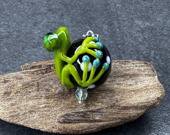Lampwork Pendant 'Frog'', Silver 925