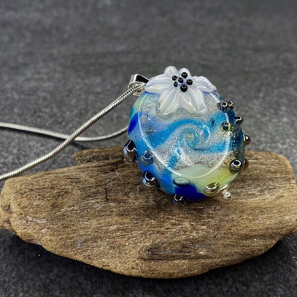 Lampwork Kette 'Künstlerperle' 925