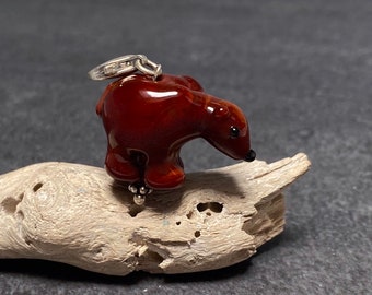 Lampwork Anhänger 'Bär', 925 Silber