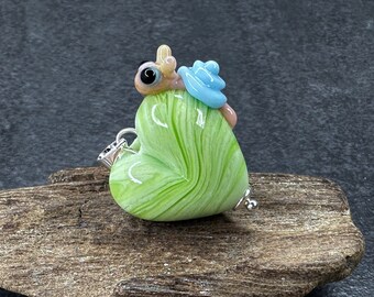 Lampwork Anhänger 'Pinguin mit Muffin', Silber 925