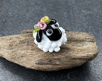 Lampwork Pendant 'Sheep', Silver 925