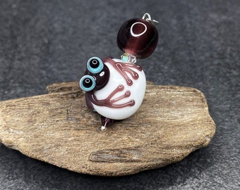 Lampwork Anhänger 'Frosch', Silber 925