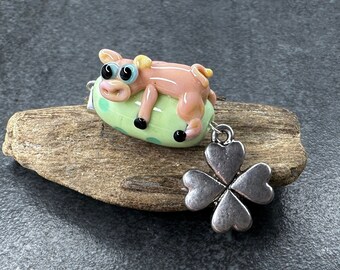 Lampwork Designer Bead 'Pig', Silver 925