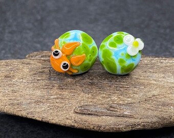 Lampwork Ear Stud 'Crab', Stainless Steel