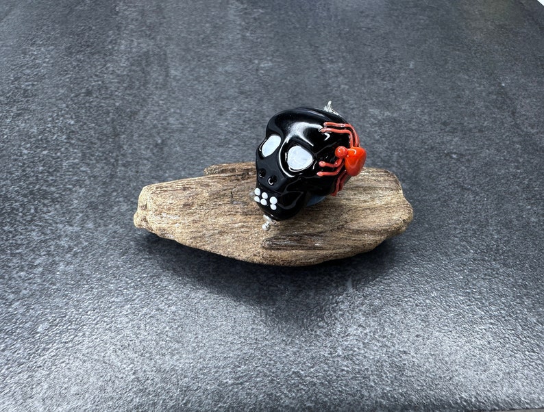 Lampwork Anhänger 'Totenkopf' , Silber 925 Bild 1