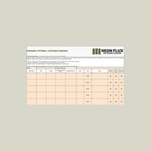 Finishes, Fittings + Fixtures Tracker: Google Sheets Template for Home Renovation or Build (Digital Download)