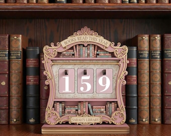 Vintage Book Read Tracker, Personalized Book Lover Gift, Reading Tracker,Library Decor, Books Read This Year Counter, Reading Lover Gift