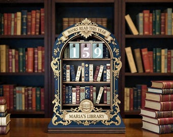 Vintage Book Read Tracker, Personalized Book Lover Gift, Reading Tracker, Books Read This Year Counter, Reading Lover Gift, Library Decor