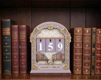 Contador de libros leídos vintage, regalo personalizado para amantes de la lectura, contador de libros leídos este año, decoración para biblioteca.