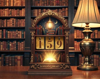 Rastreador de libros de madera de inspiración vintage, regalo para amantes de los libros