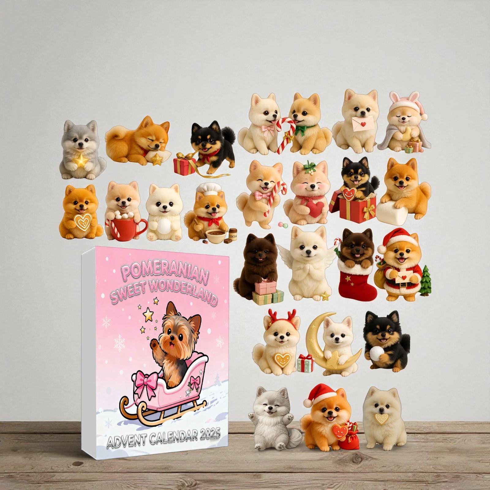 Discover Pomeranian Sweet Wonderland Advent Calendar 2025,24 Day Acrylic Ornament Box, Cute Dog Christmas Countdown Gift,Holiday Decor for Pet Lovers