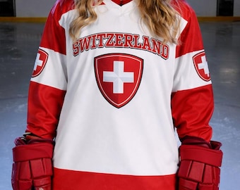 Personalization Switzerland Hockey Jersey, Personalized Name Number Shirt, Swiss Fan Apparel, Custom Gift for Hockey Lovers