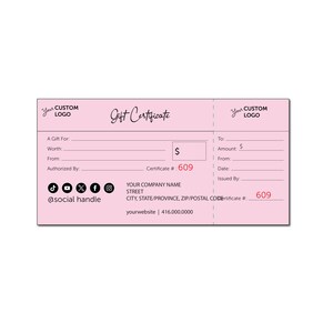 Personalisierter Geschenkgutschein mit Tear-Off Stub | 5x10" Gedruckter Gutschein | Perforierter 3"Stub + 13x18 Geschenkkarte | Umschlag enthalten